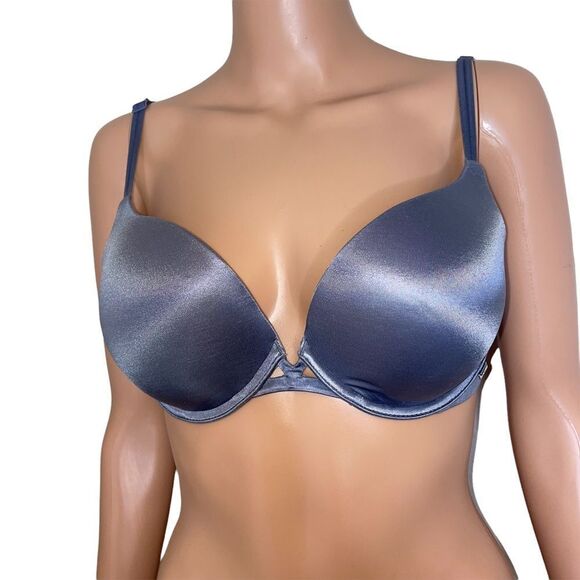 - 32DD Victoria's Secret steel blue/gray underwire push up bra - Picture 1 of 9